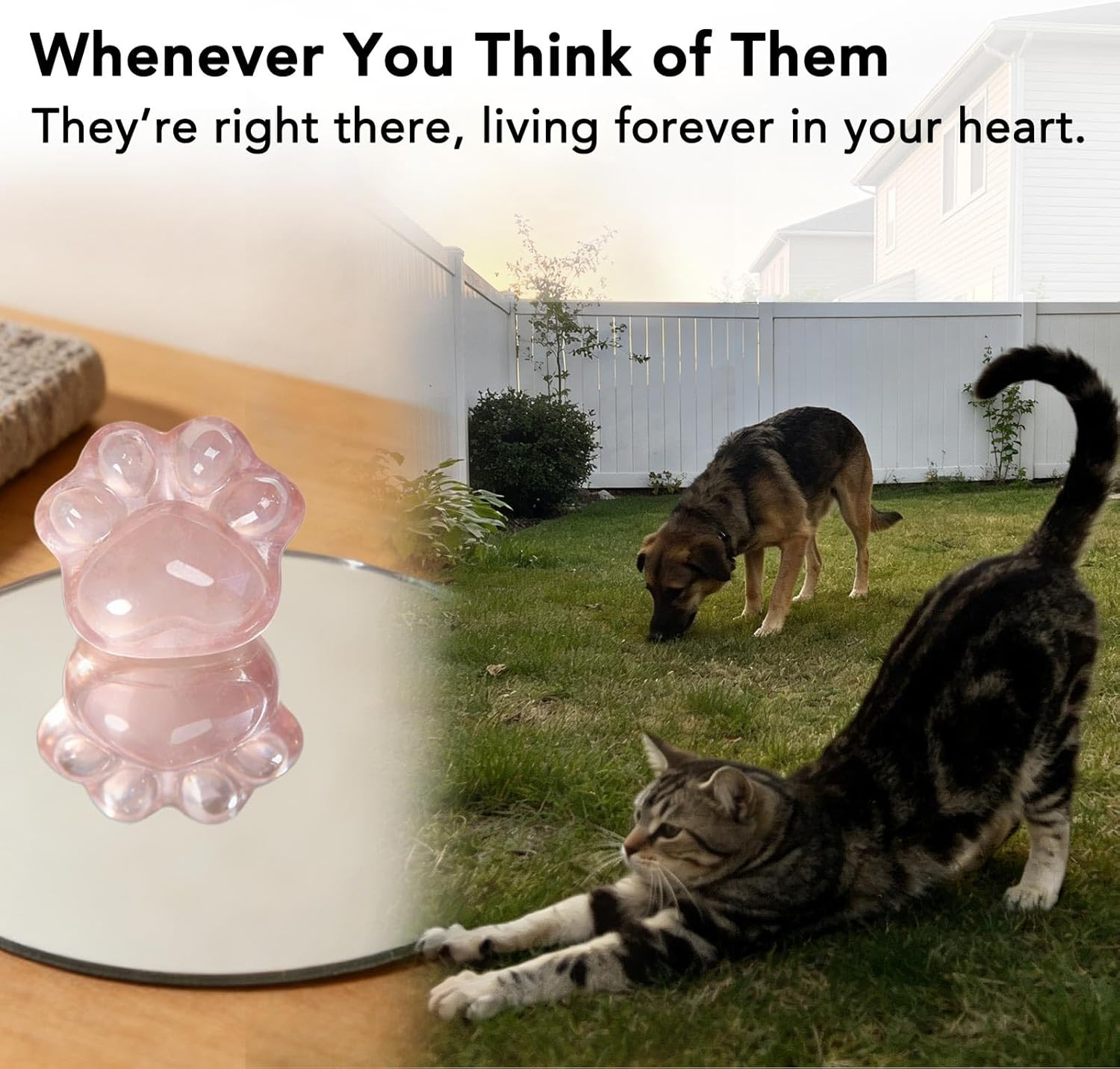 Pet Loss Sympathy Gift – Rose Quartz Heart Crystal with Memorial Card, in Loving