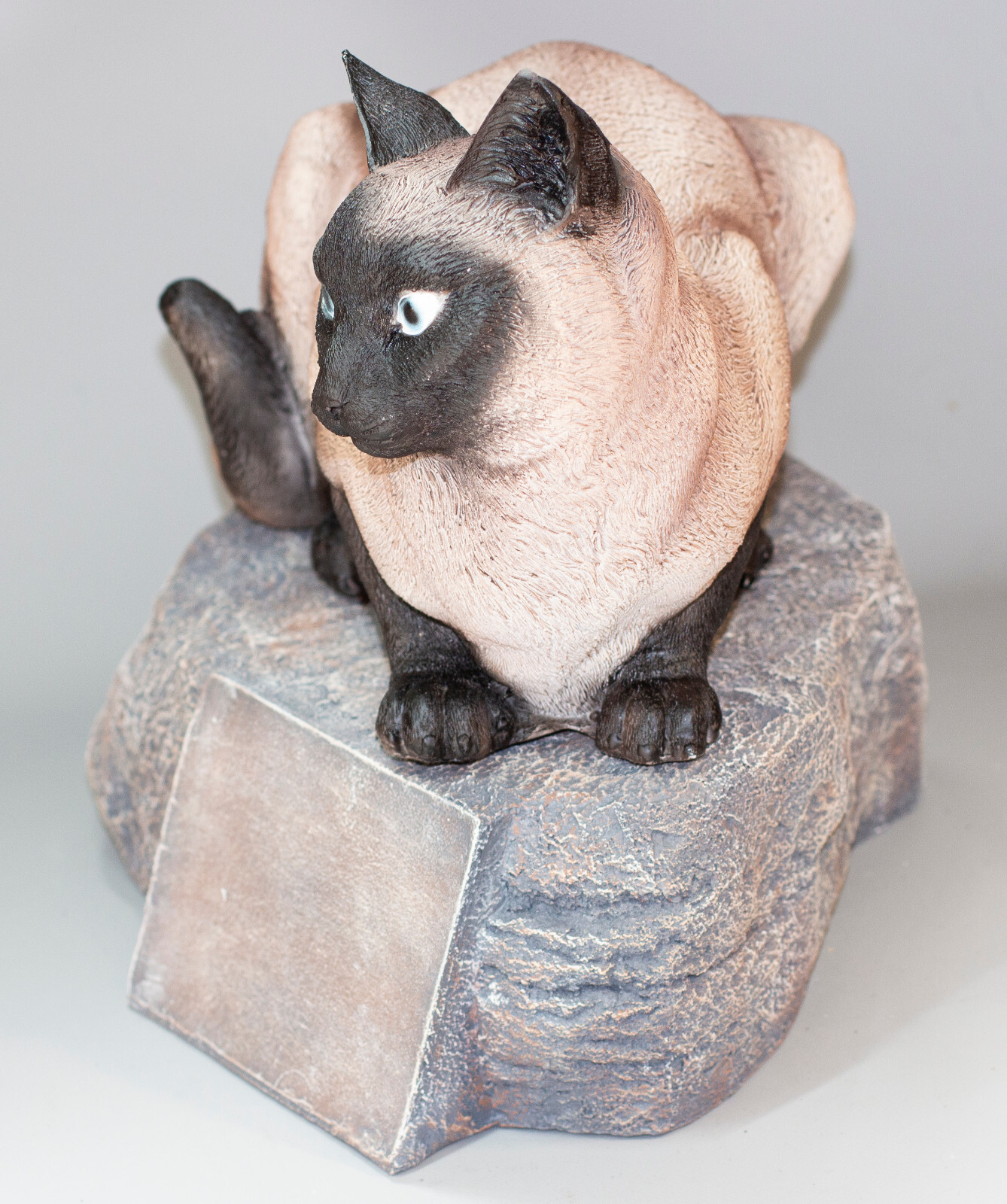Siamese Cat Urn Grave Stone Plaque Statue Pet Memorial Tribute Sculpture Decor