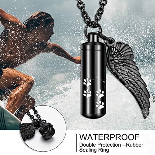 Pet Ashes Cremation Necklace Angel Wing Paw Urn Memorial