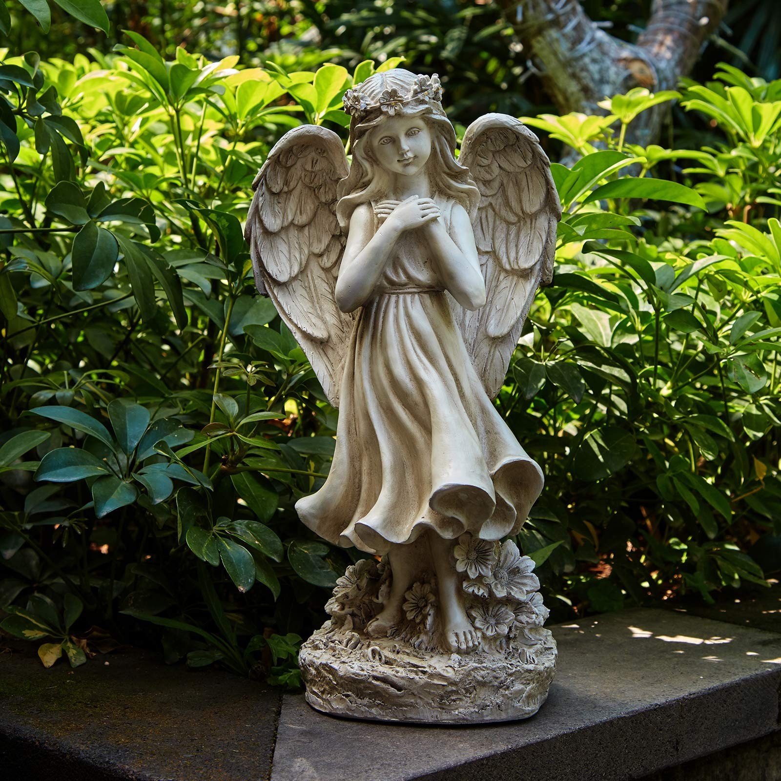 Garden Angel Figurines, Light Up Praying Angel Statues Outdoor Statue with So…