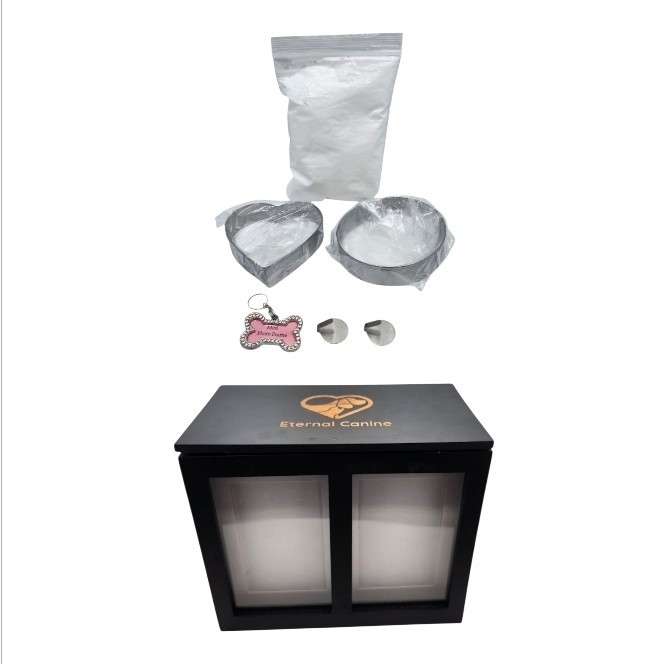 Pet Memorial Urn Wooden Keepsake Box Shadow Box Paw Print Photo Album Set