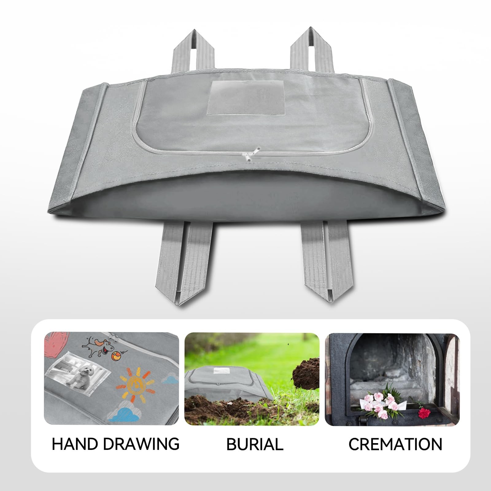 Large Gray Pet Burial Bag Up To 80lb EcoConscious Casket Alternative Custom