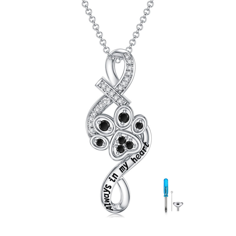 Pelovny Pet Cremation Jewelry For Ashes Dog Cat Paw Print Urn Cross Necklace