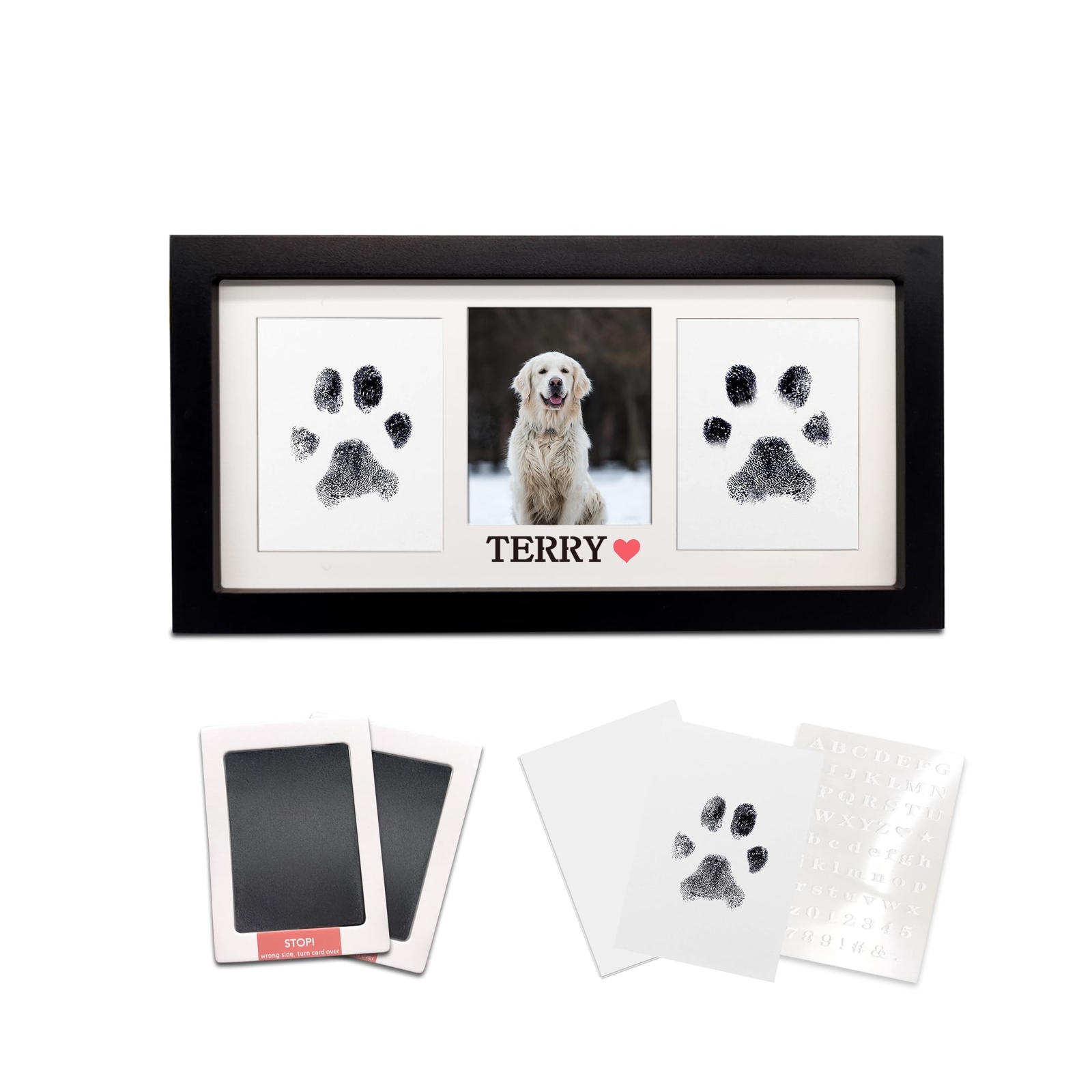 Paw Print Frame & Ink Pads Kit,Dog or Cat Paw Print Kit,2 No Mess Ink Pads fo…