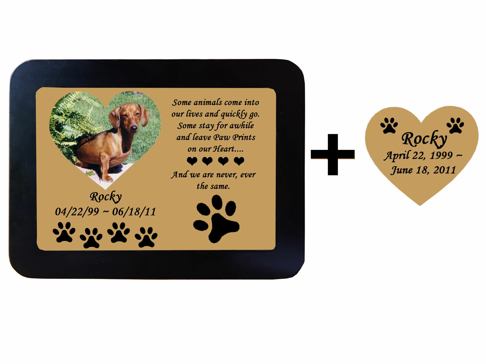 Pet Memorial Frame + Heart Name Plate – Personalized Engraved Dog Cat Any Pet