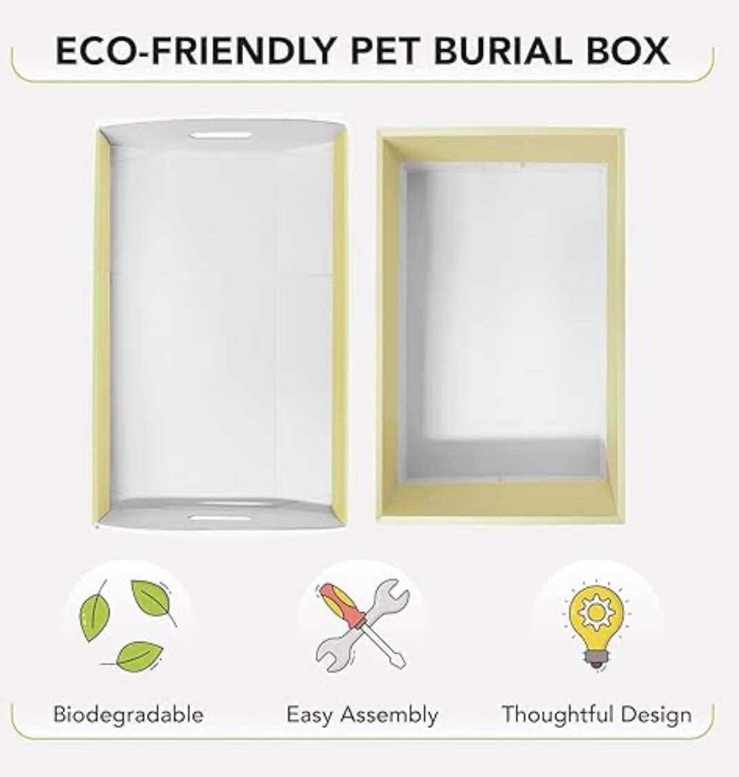 Lot of 8 Biodegradable Pet Caskets Medium Burial Boxes 21.6″ Yellow Memorial