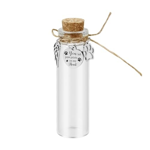 Pet Hair Memorial Glass Bottle – Vial for Ashes Or Dog – 1pcs Glass Bottle