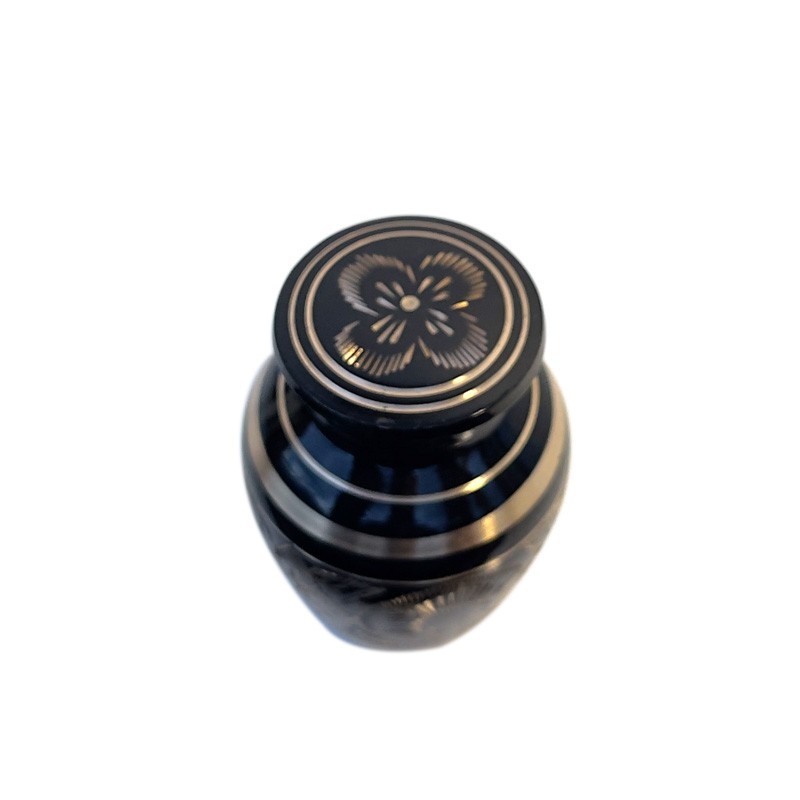 Black & Gold Brass Cremation Keepsake Urn for Sale