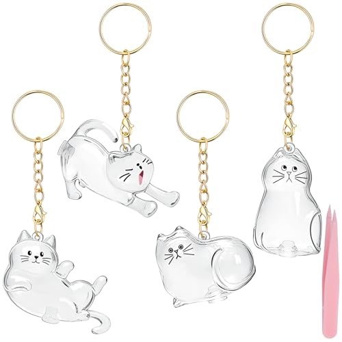 8 Pieces Pet Hair Keychain Cat Hair Keepsake Bottles Memorial Keychain White B