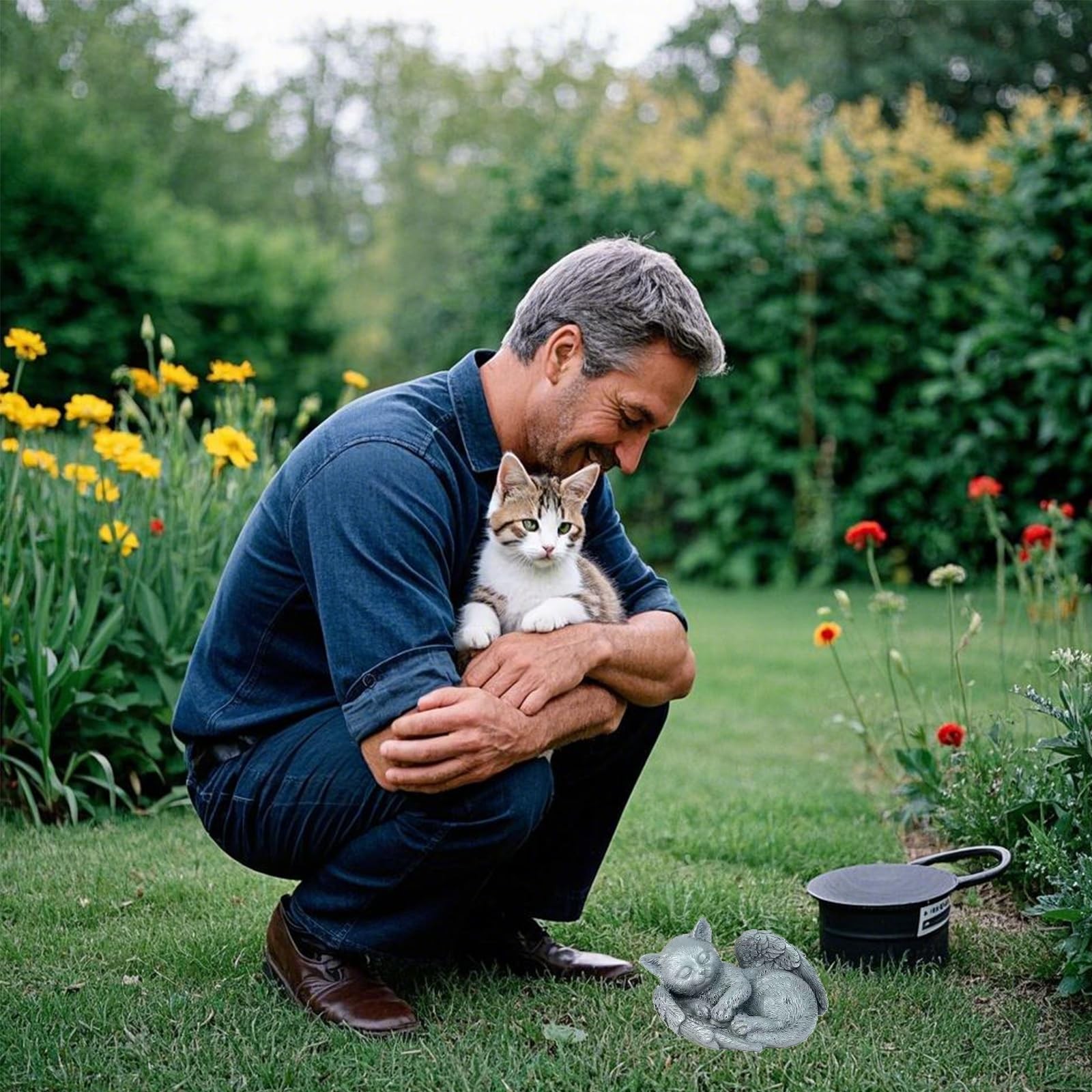 Small Cat Memorial Stone Commemorates Our Lost Fur Baby,Peaceful Sleeping Angel