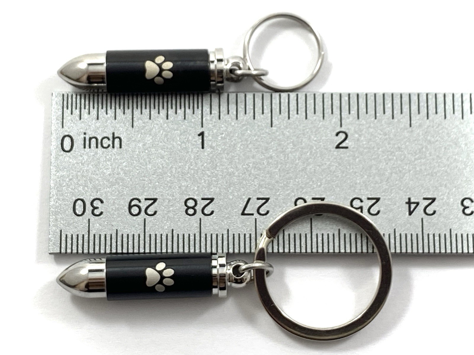 Mens Bullet Cremation Necklace Pendant Urn 4 Ashes SMALL VIAL Pet Paw Print Dog