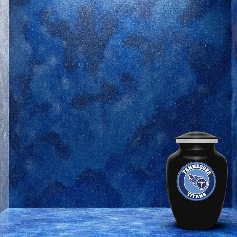 Black Tennessee Titans Football Style Cremation Urn Adult Ashes Metal 8 In Urns