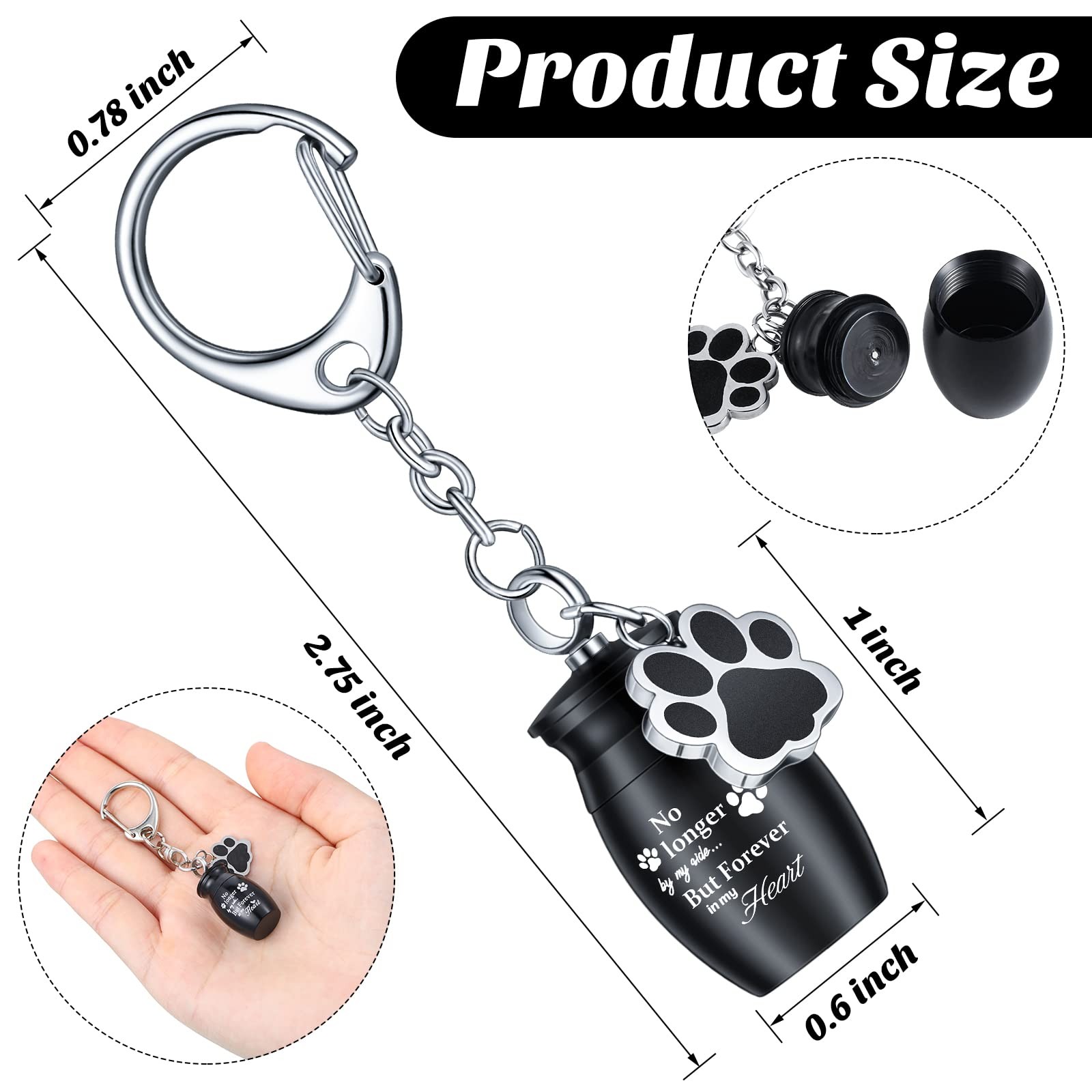 Tudomro 2 Pcs Pet Dog Urns Keychain for Ashes with 2 Storage Bags Fresh Style
