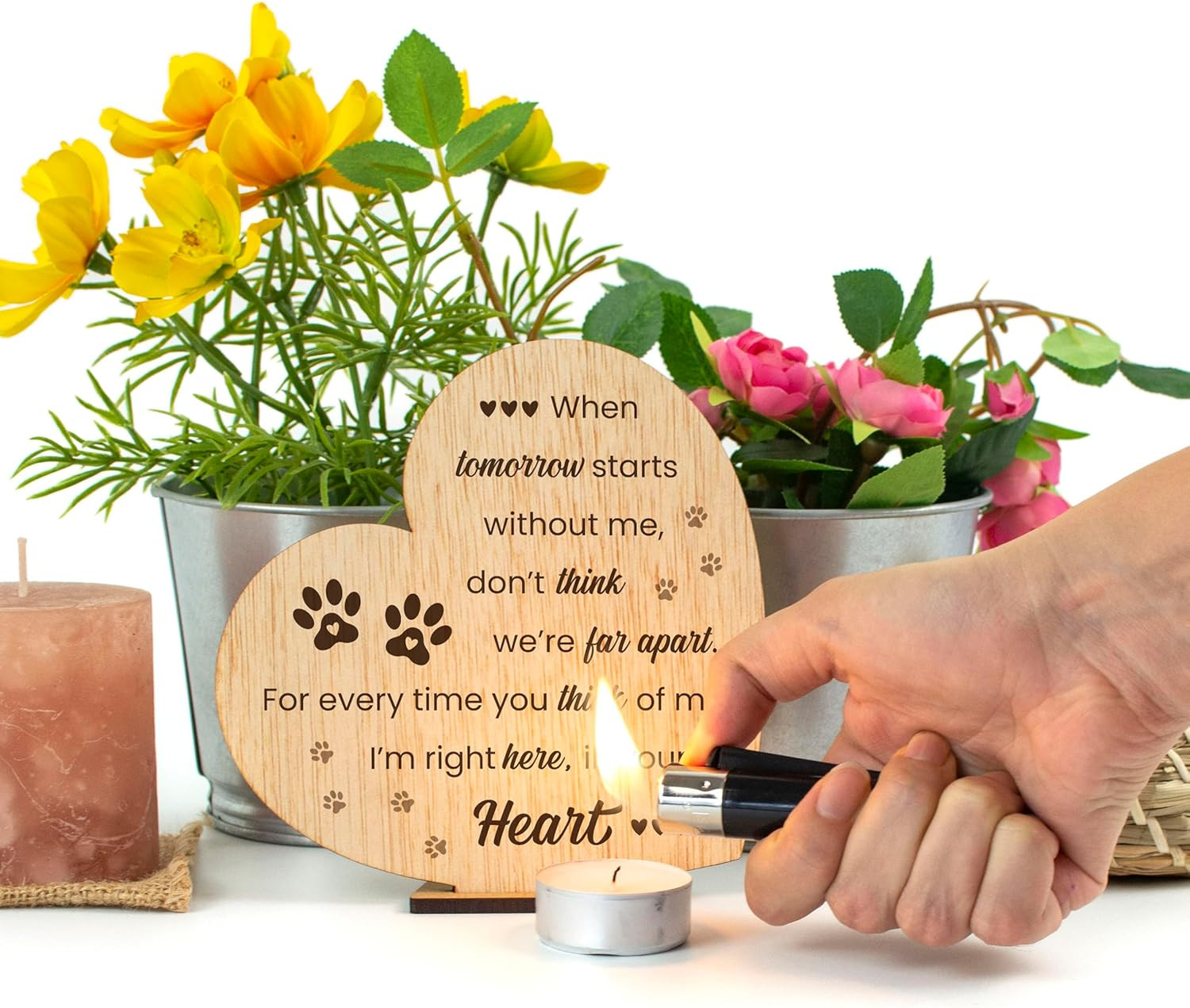 Pet Memorial Plaque for Loss of Dog or Cat Wooden Sympathy Sign in Loving Memory