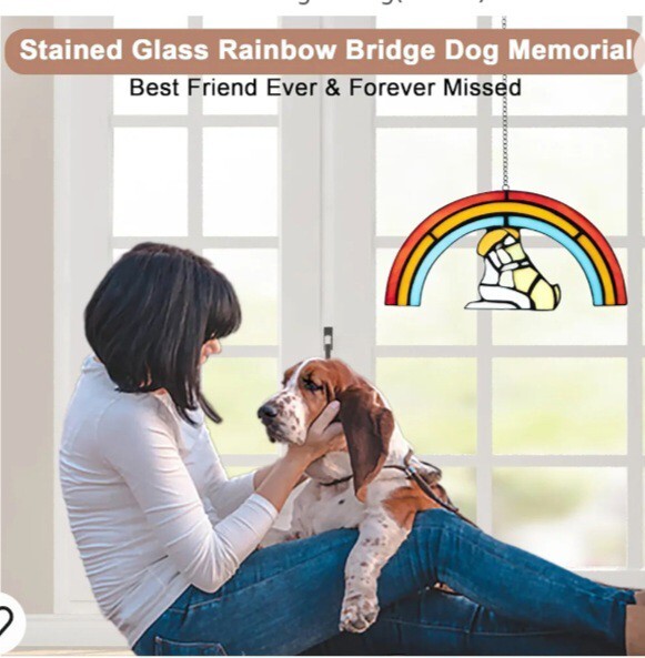 JoyFlore Stained Glass Rainbow Bridge Dog Memorial Gift, Pet Dog Window…