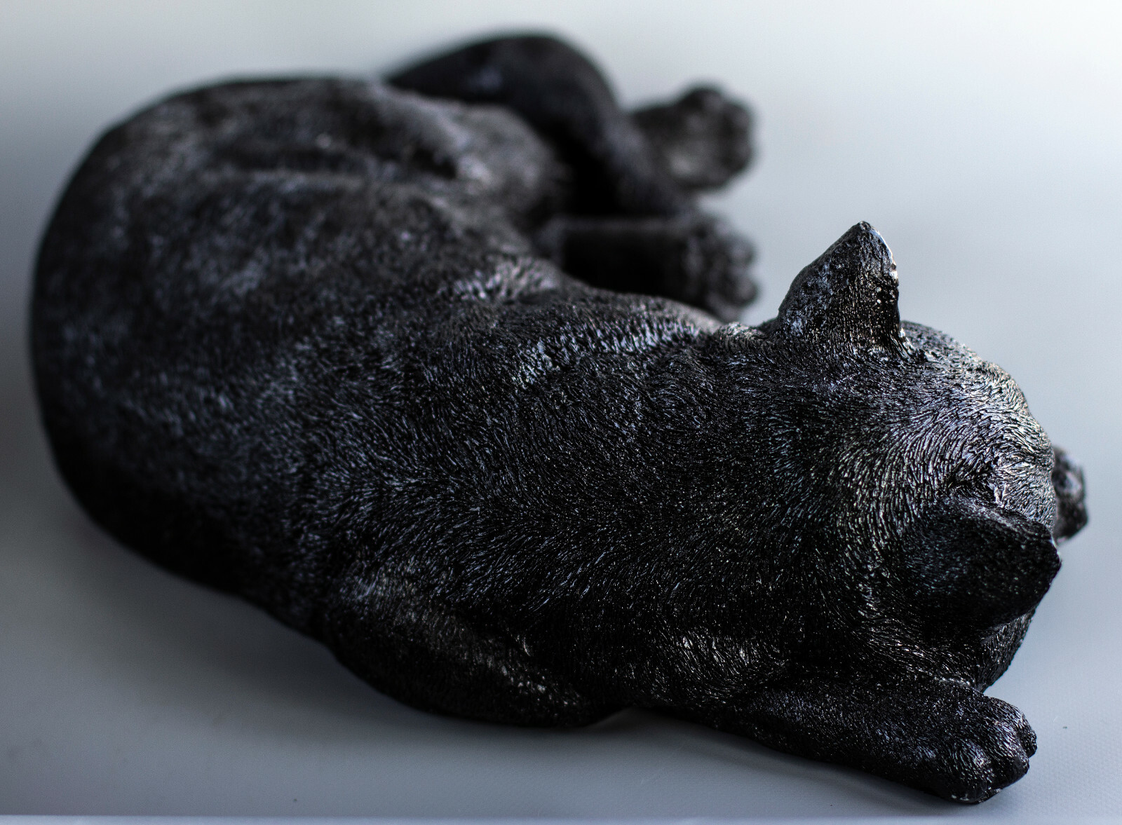 Sleeping Cat Cremation Urn Pet Ashes Black Memorial Statue Grave Ornament Animal