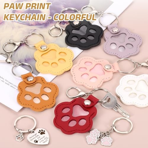 Pet Paw Print Keychain, Leather Pet Fur Storage Hair & Keepsake Pale Purple