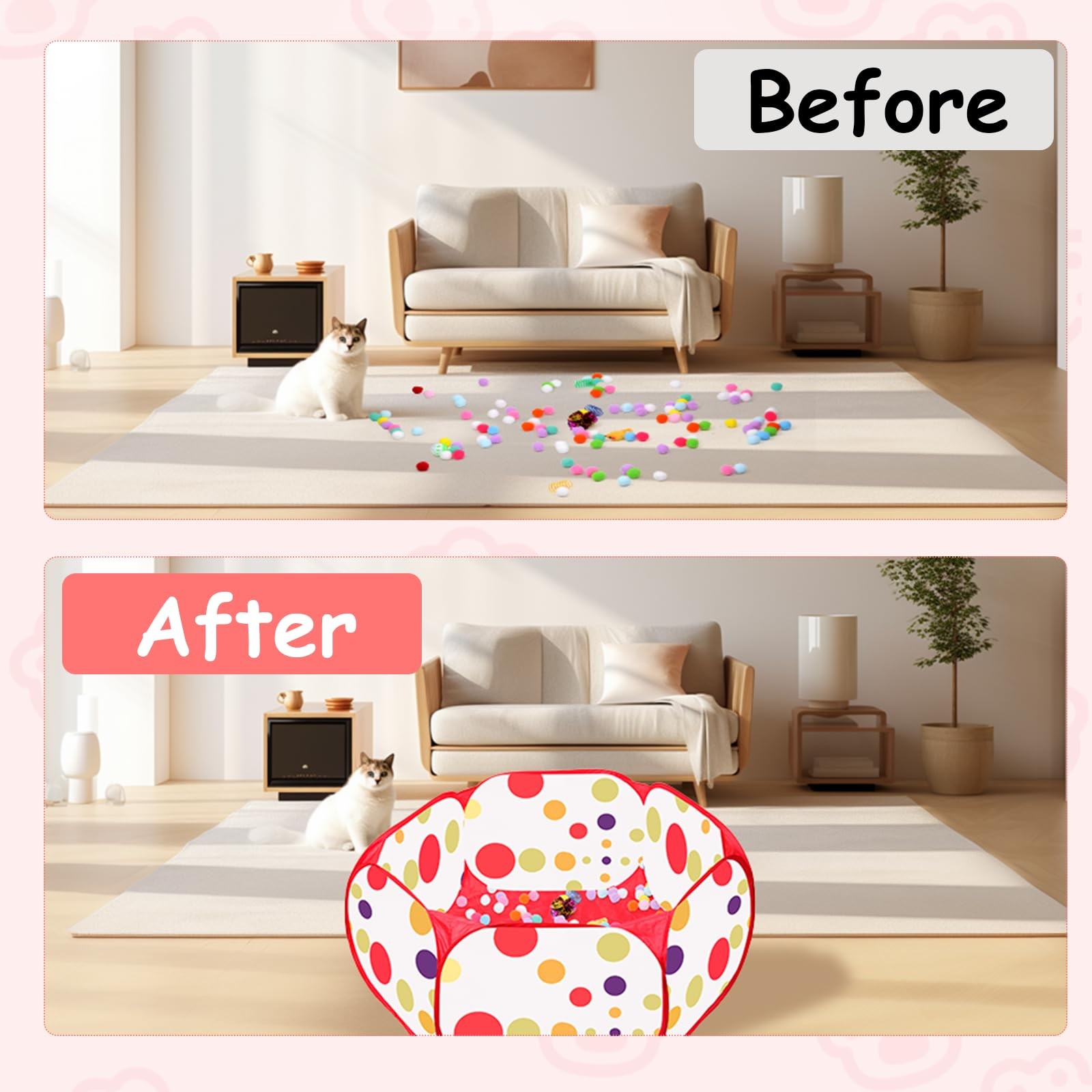 Cat Ball Pit with 226 Interactive Toys for Indoor Cats & Kittens Play