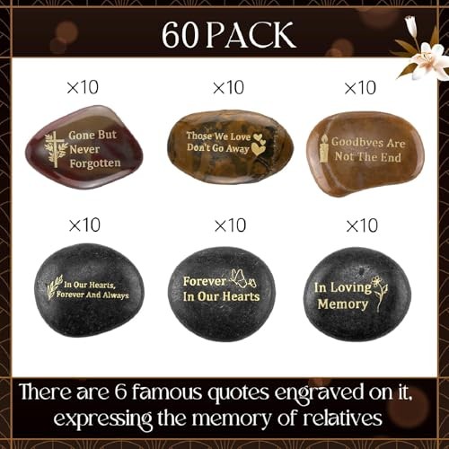 Pcs Memorial Stone 1.97 Inch Celebration of Life 1.97 inches 60 Deep Color