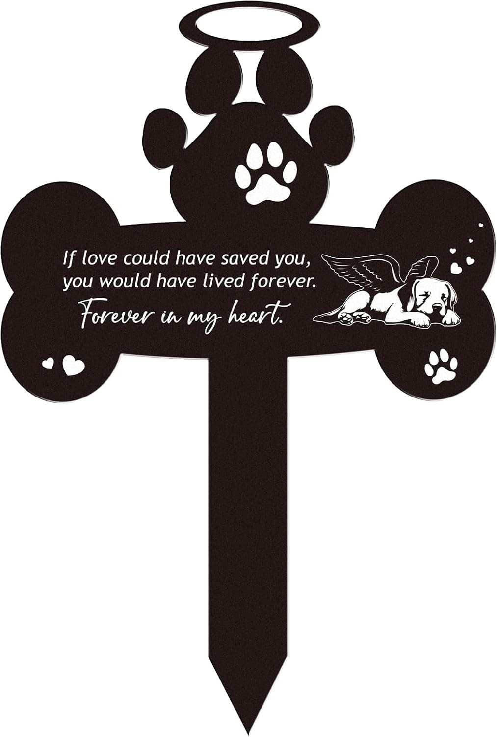 Dog Pet Grave Marker Metal Outdoor Waterproof Garden Cemetery 13x12in Stake