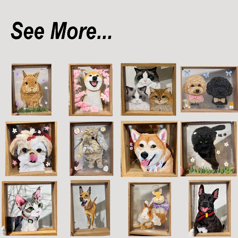 Custom 3D Pet Portrait | 6-Layer Hand-Painted Acrylic | Memorial Set+Memory Box