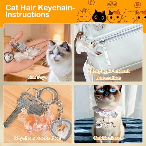 Cat Hair Storage & Photo Frame Keychain – 1 Set – Ragdoll Cat Fur Keychain