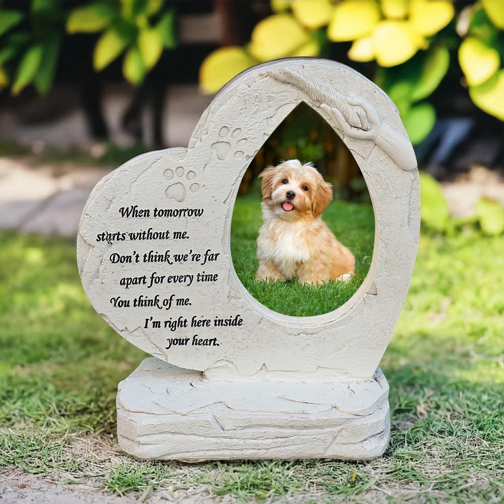 jinhuoba Heart Shaped Pet Memorial Stones for Dogs, Dog One size, White
