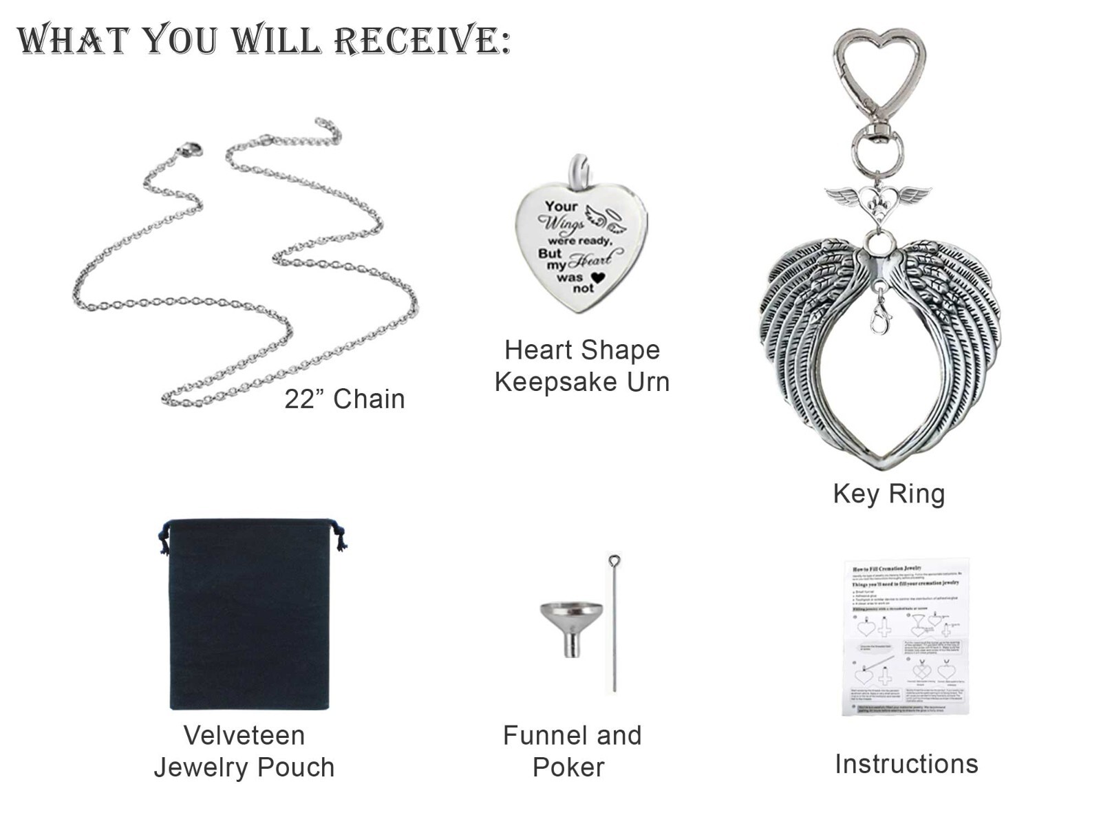 Pet Keepsake Urn Wings Were Ready Interchangeable Necklace or Key Ring Jewelry