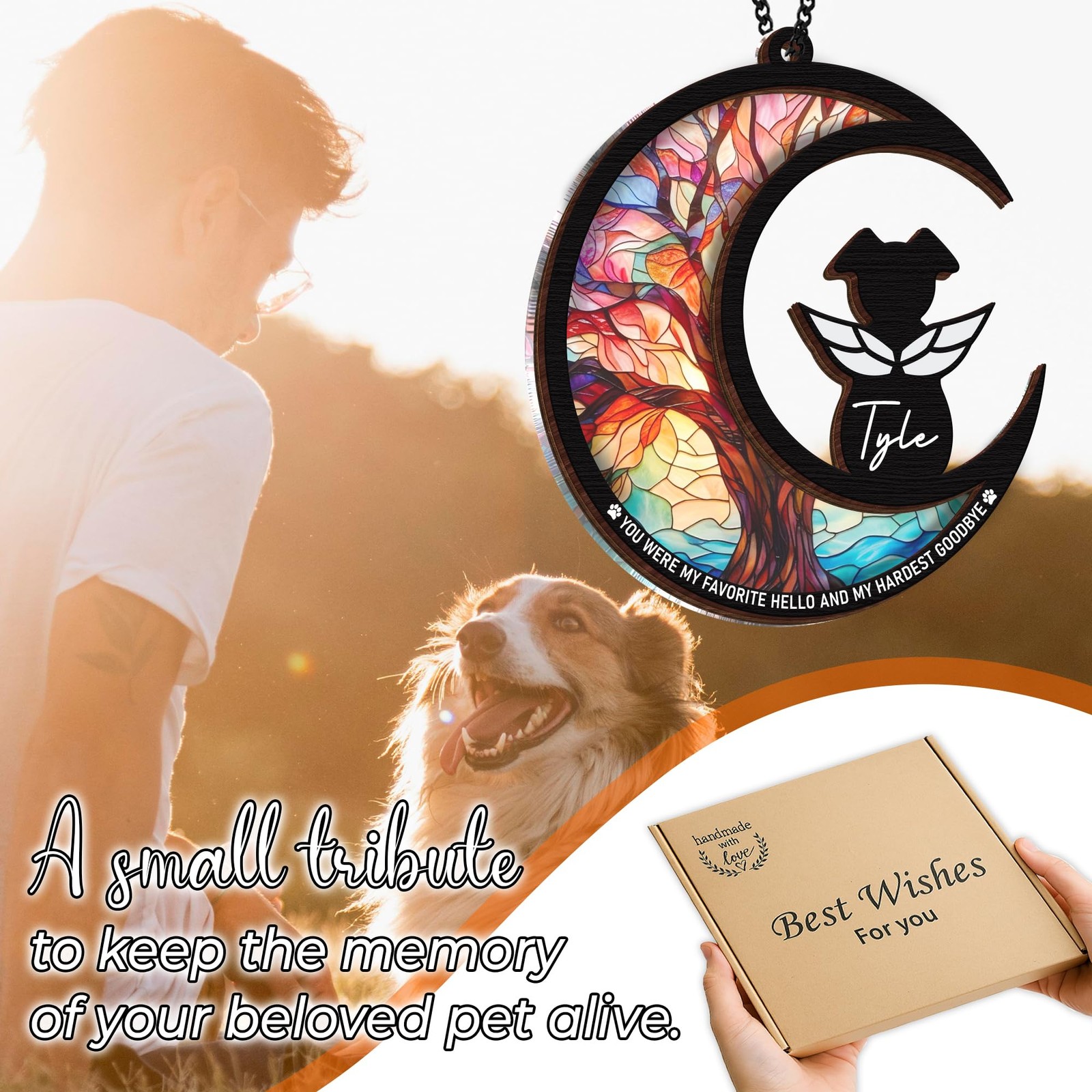 6″ DIY Dog Memorial Suncatcher – 4-in-1 Pet Memorial Gifts for Dogs, Loss of …