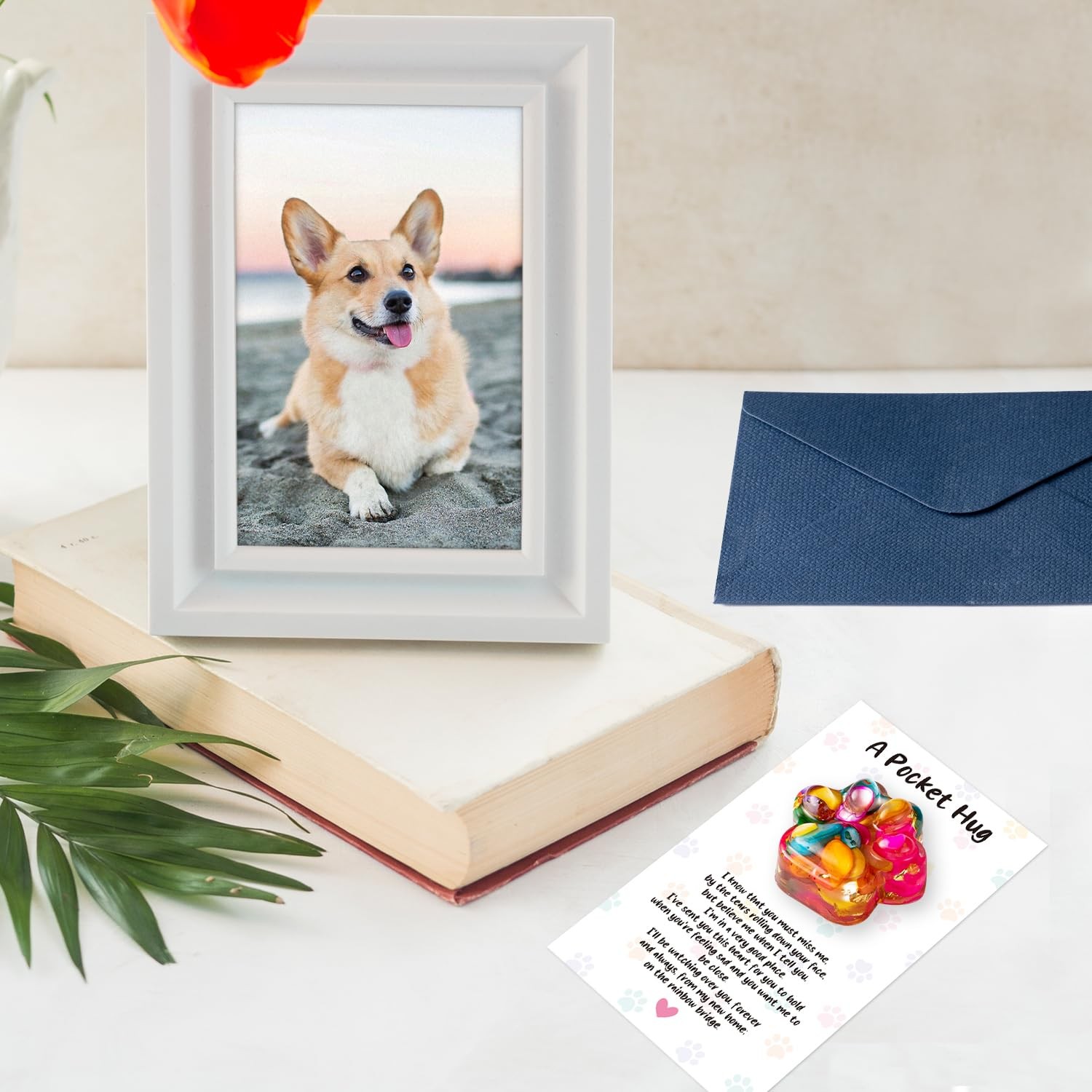 Loss of Pet Sympathy Gift – 3 Pack Colorful Mini Paw Pocket Hug with Memorial…
