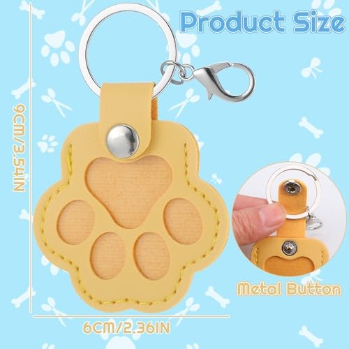 7Pcs Leather Pet Memorial Keychain, Cat Paw Shaped Keychain, Dog Hair