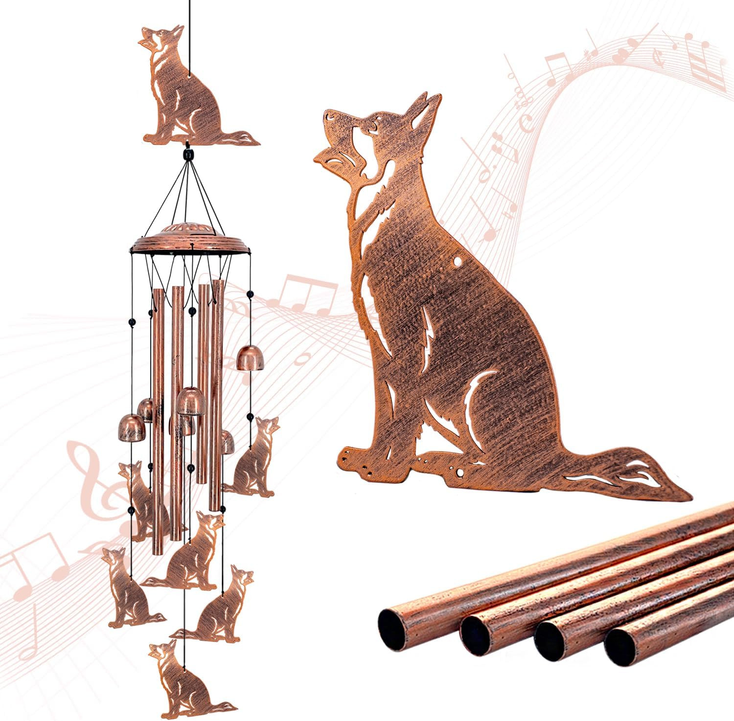 German Shepherd Dog Wind Chimes for Outside,Dog Gifts for Women Men/Memorial/Sym