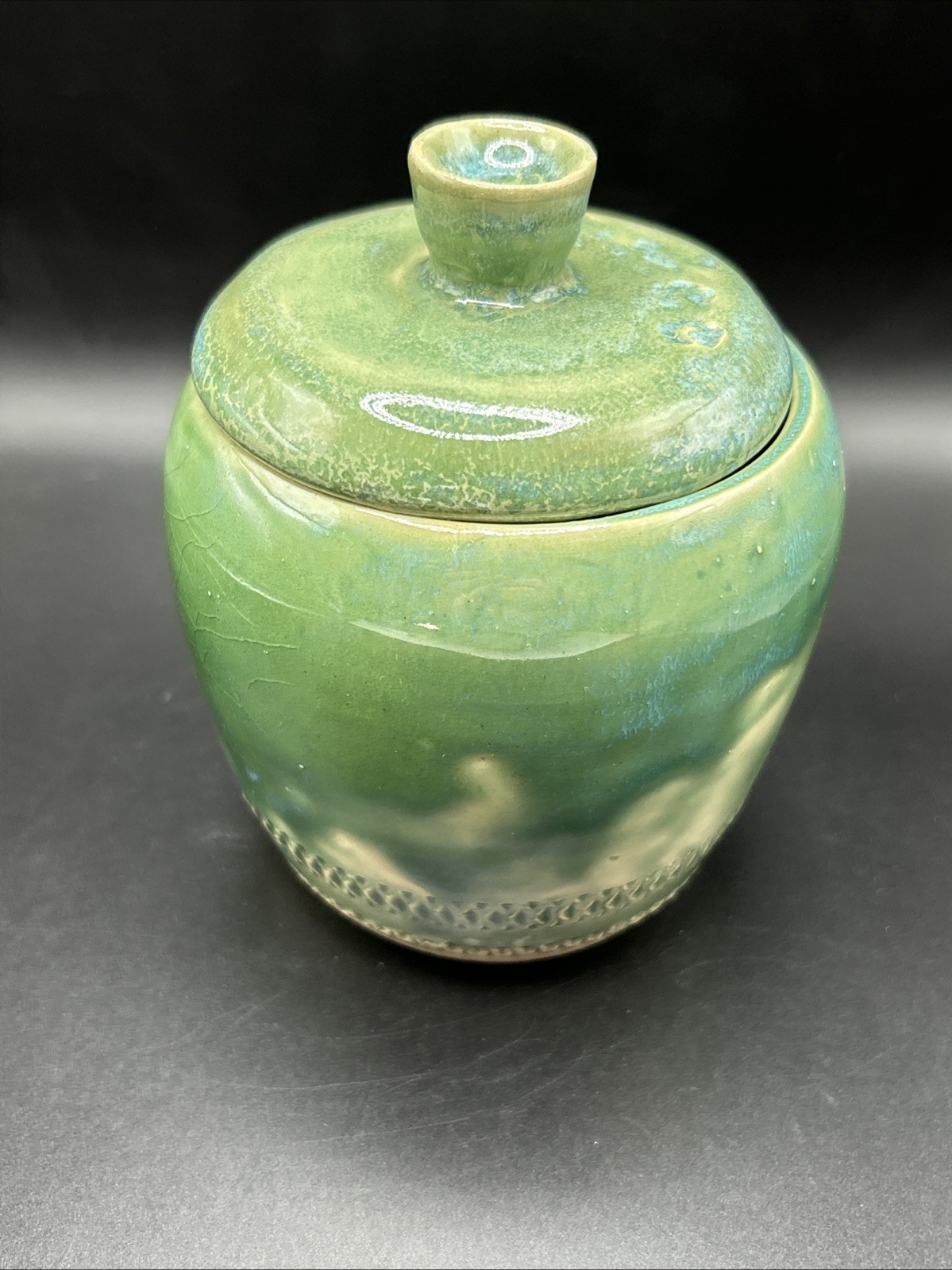 PET URN Hand Made Thrown Pottery For Ashes & Memorabilia 4” Wide 3 1/2” Tall