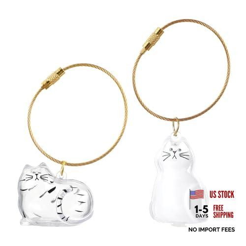 2pcs Cat Hair Keychain – Clear Fur Keepsake – Creative Cat Hair Pendant