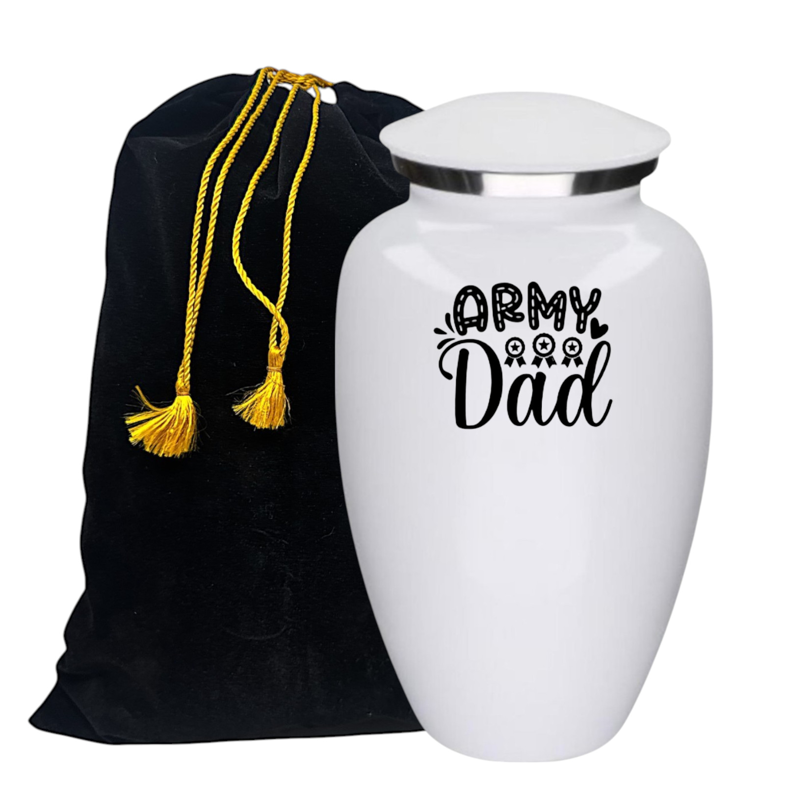 Army Dad White Metal Adult Cremation Urn 190 Cu In Patriotic Memorial Urn