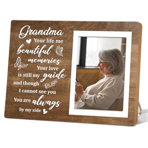 Grandma Memorial Picture Frame – 4×6 Wooden Photo Frame,Sympathy Gift for Loss