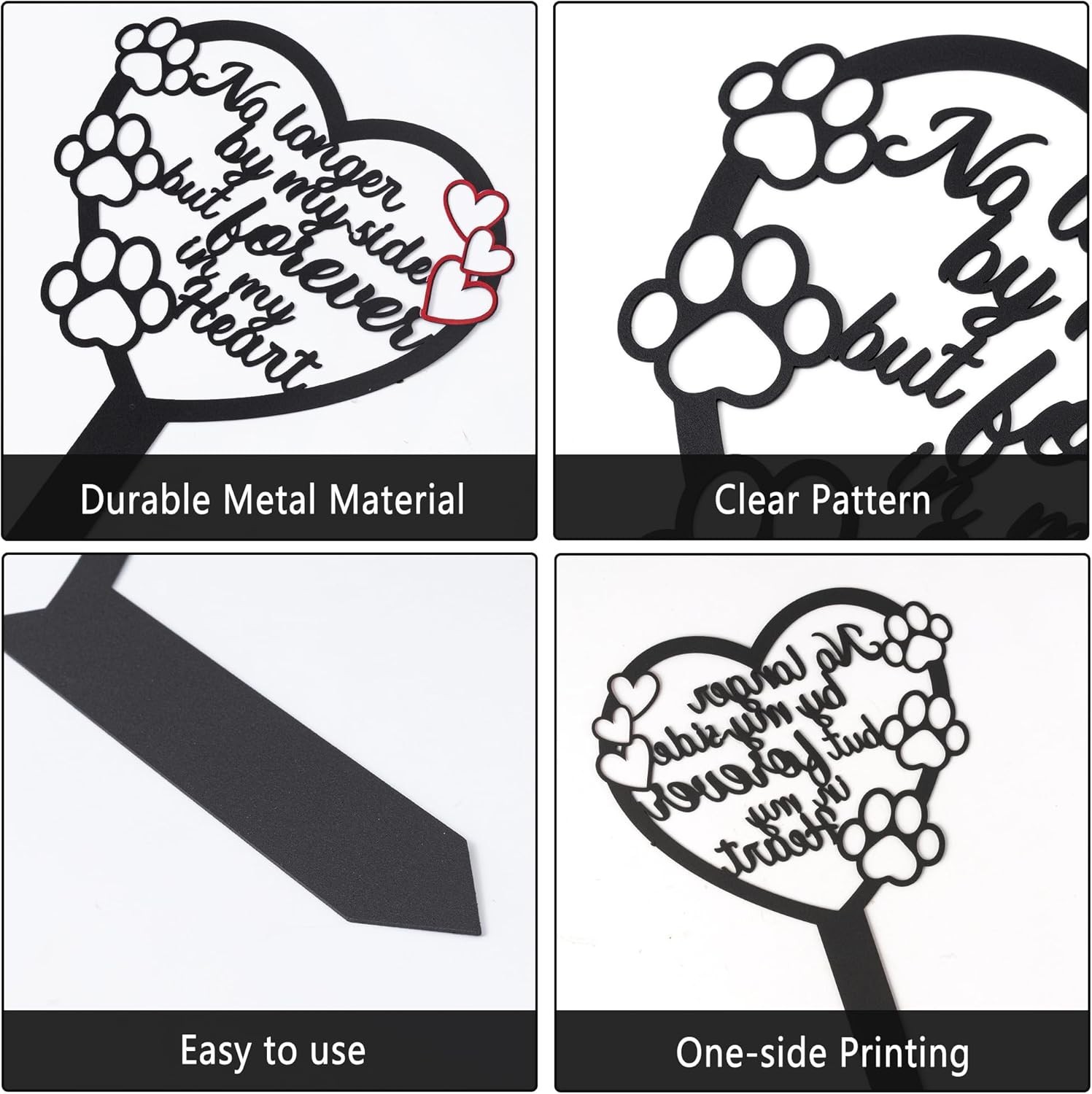 Pet Memorial Grave Marker Metal Dog Cat Remembrance Plaque Outdoor Yard Garden