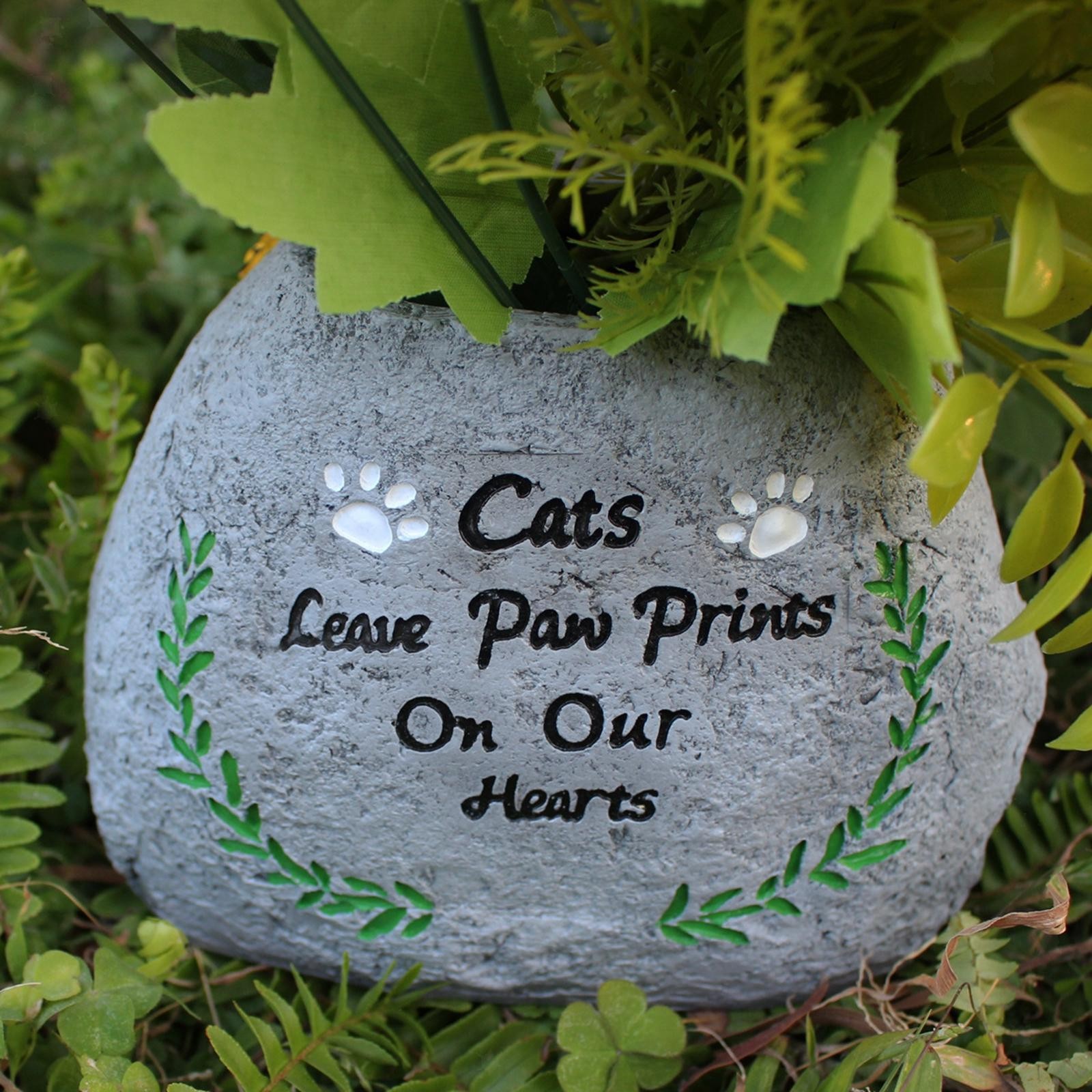 Pet Memorial Stone for Cat Headstone Flower Pot for Garden Outdoor Outside