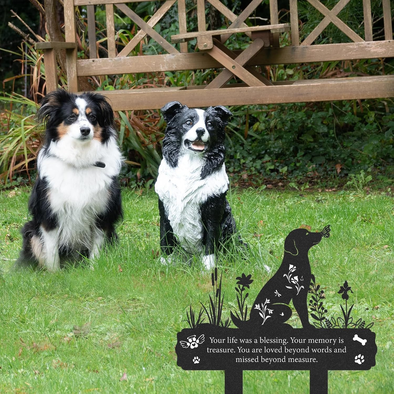 Rngmsi Grave Markers for Cemetery for Dog, Metal Grave Markers Yard Memorial Pet