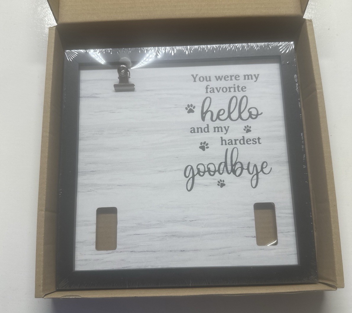 Wooden Pet Memorial Picture Frame with Collar Holder – “You Were My Favorite Hel