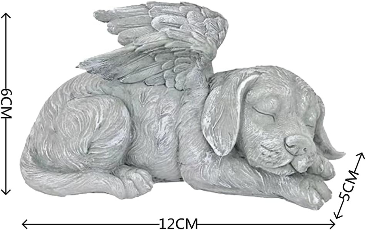Dog Angel Wings Ornament Dog Angel Statue Mini Animal Statu for Garden Tombstone