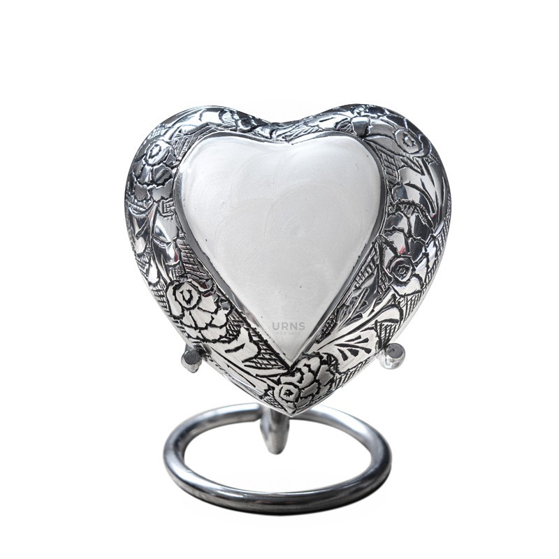 Satori Silver Heart Shaped Keepsake Urn for Ashes