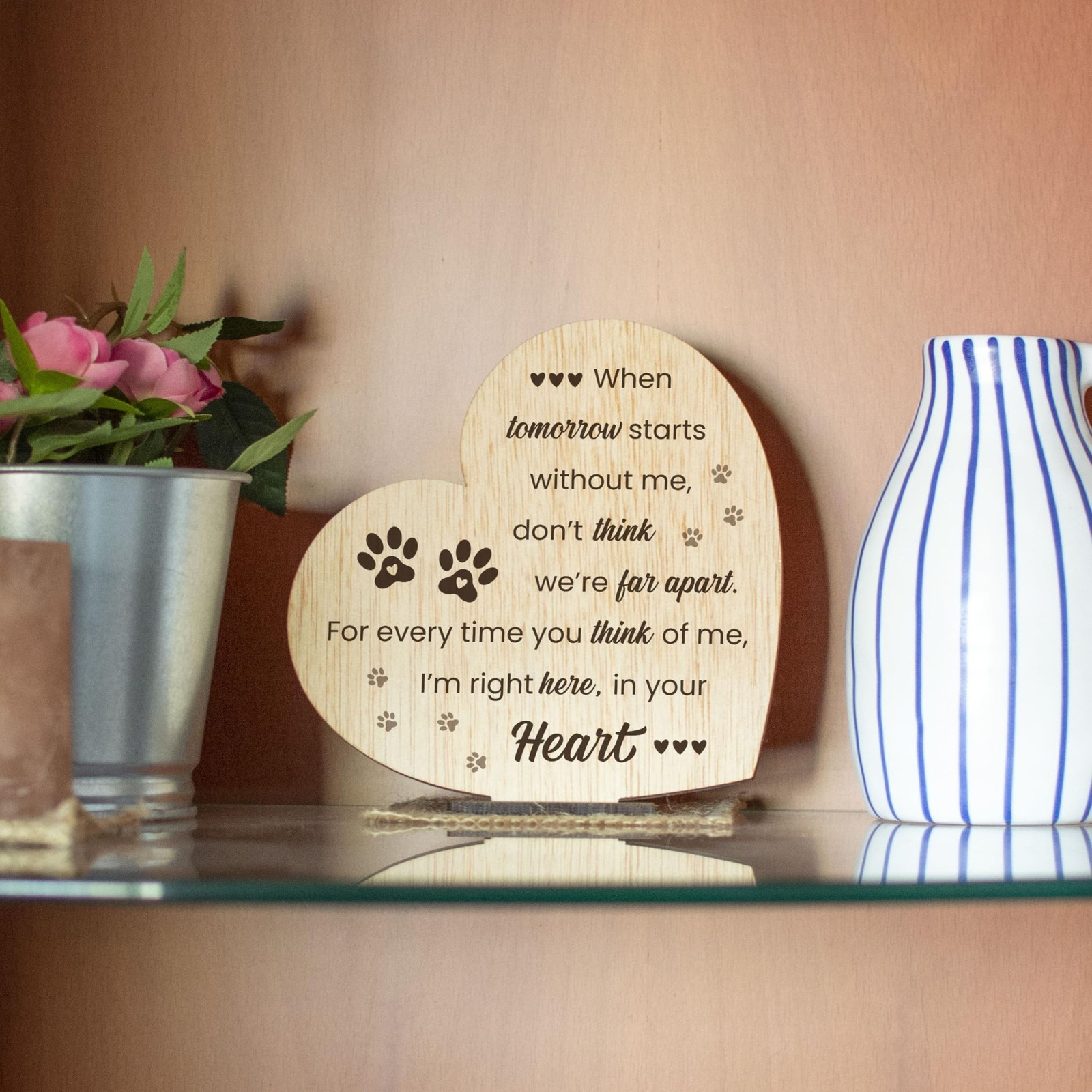 Pet Memorial Plaque for Loss of Dog or Cat Wooden Sympathy Sign in Loving Mem…