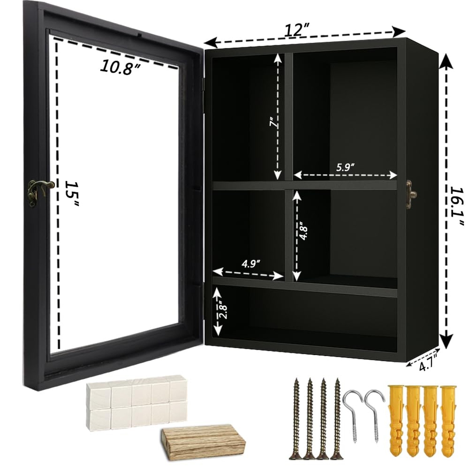 Pet Memorial Shadow Box with Adjustable Shelves,12 * 16 Inch Solid Wood Deep …