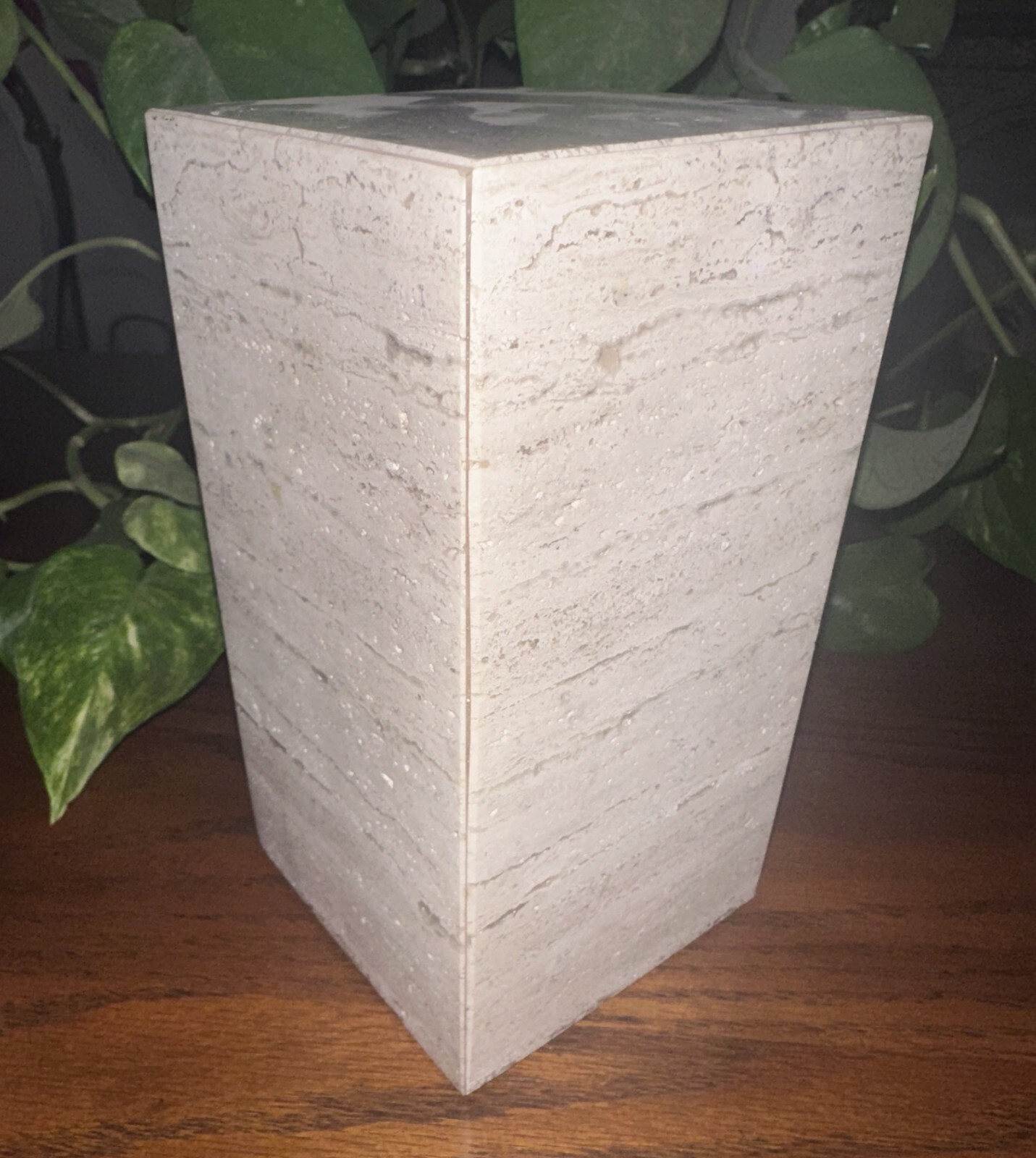 Natural light travertine marble rectangle pet urn memorial dog cremains handmade