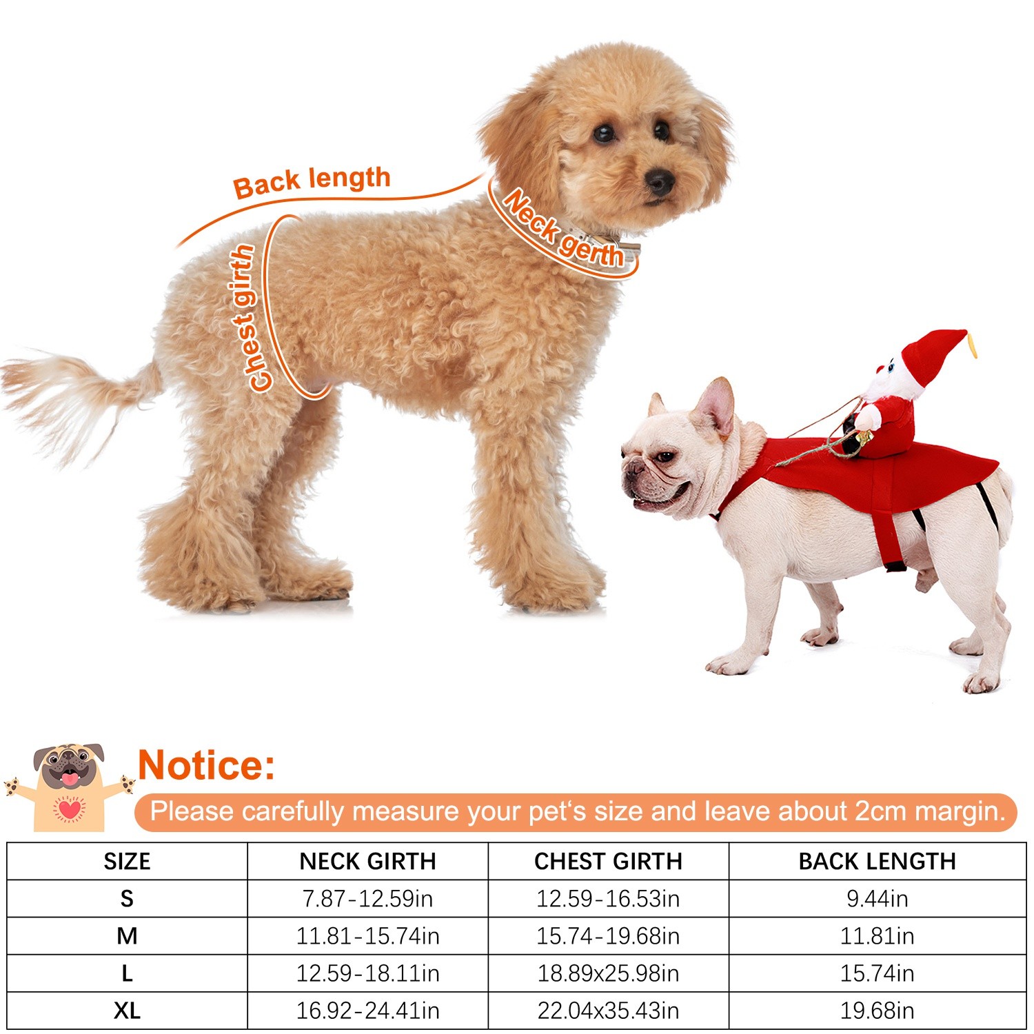 S-M-L-XL Options — 1Pc Pet Christmas Costumes Red Winter Coat For Dog Riding Sa
