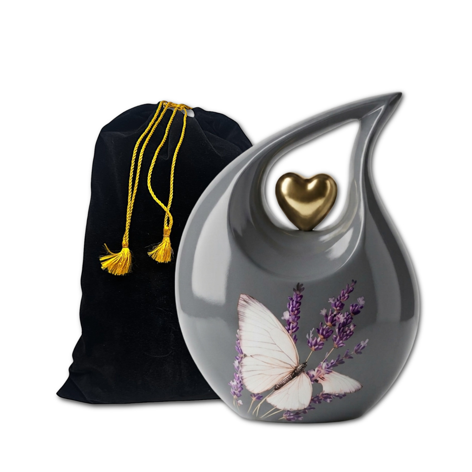 Grey Teardrop Cremation Urn Adult Human Ashes 200 Cu In Memorial Male Female