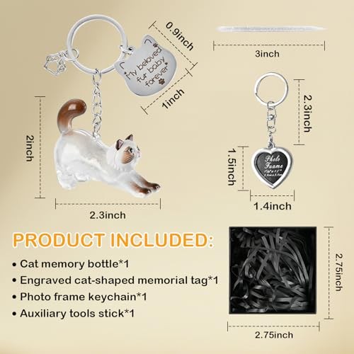 Cat Hair Storage & Photo Frame Keychain – 1 Set – Ragdoll Cat Fur Keychain