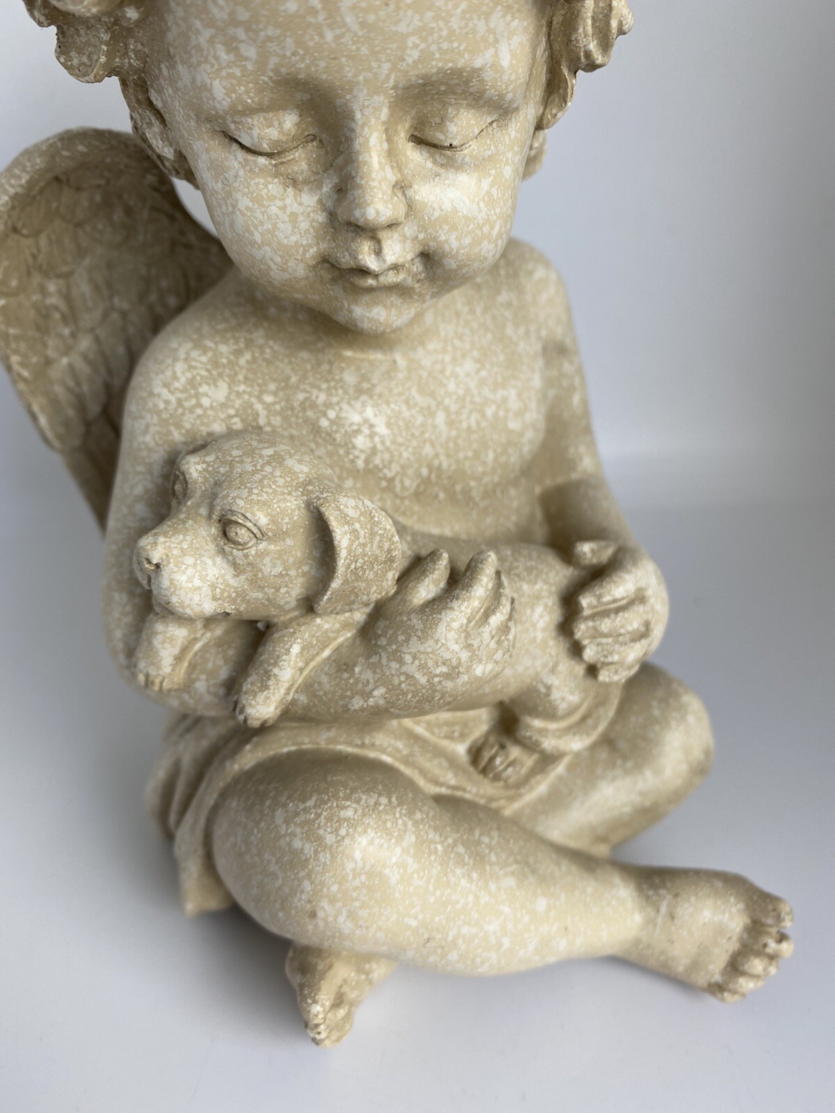 DOG MEMORIAL STATUE DOG PUPPY WITH WINGS PLAQUE ORNAMENT
