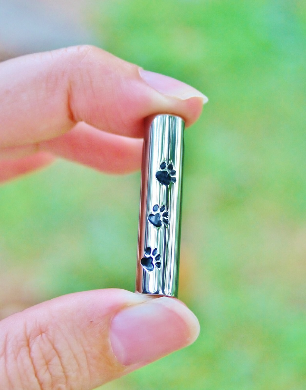 Small Vial Pet Cremation Necklace Pendant Urn for Ashes Dog Cat Paw Prints Gift